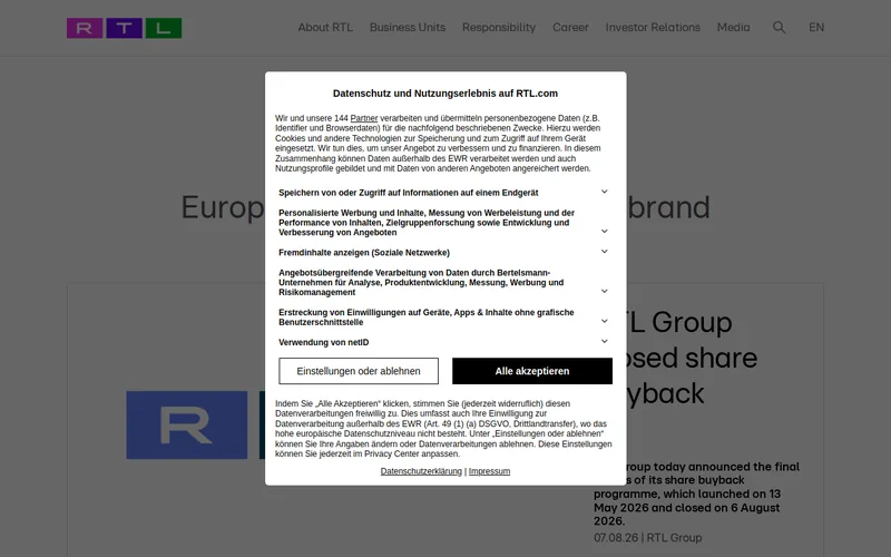 Website snapshot for Gruner + Jahr