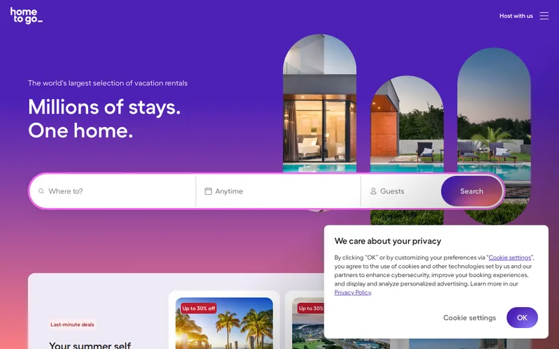 Website snapshot for HomeToGo