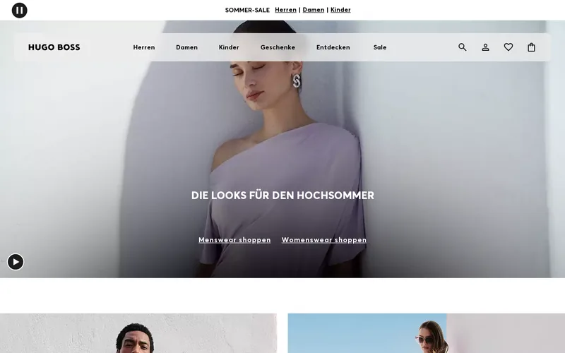 Website snapshot for Hugo Boss (partial stake)