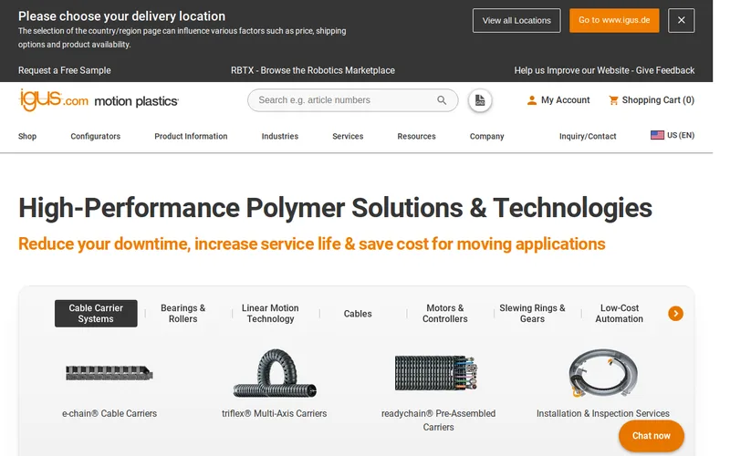 Website snapshot for igus