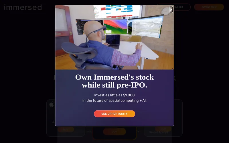 Website snapshot for Immersed