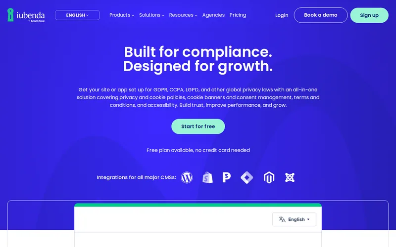 Website snapshot for iubenda