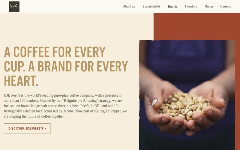 Website snapshot for JDE Peet’s