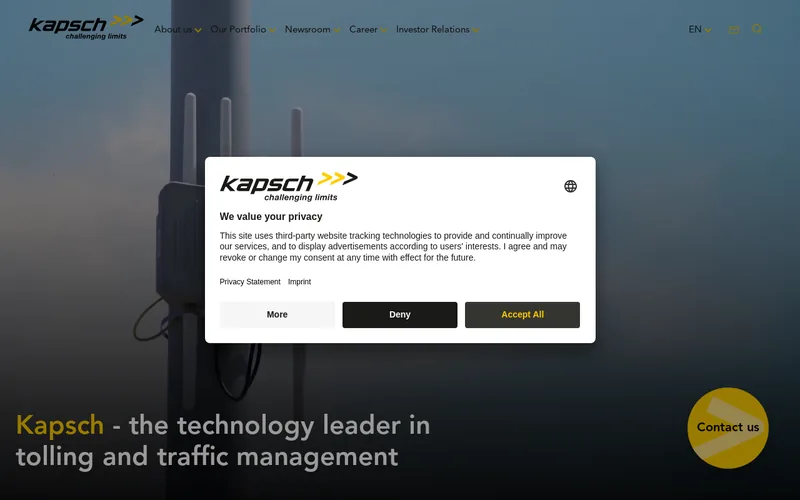Website snapshot for Kapsch TrafficCom