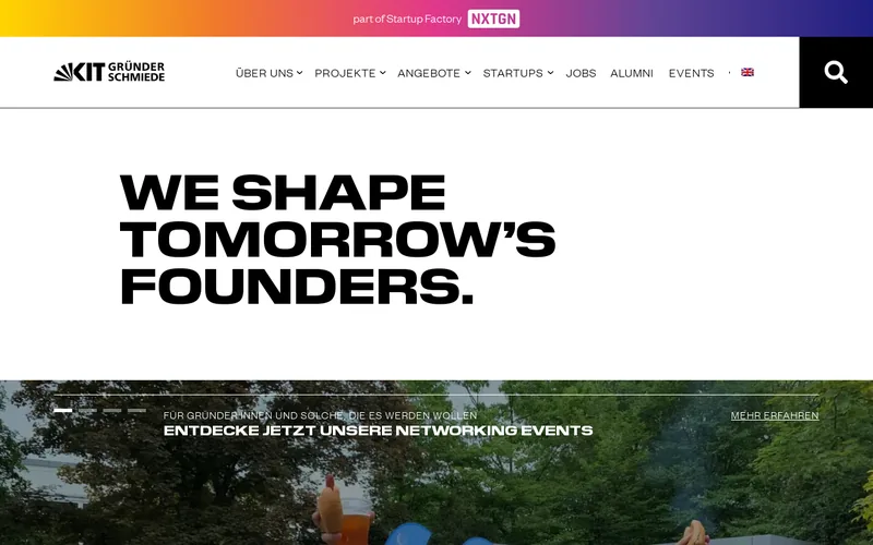 Website snapshot for KIT Gründerschmiede