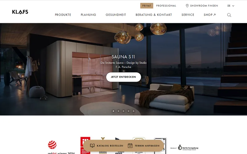 Website snapshot for Klafs