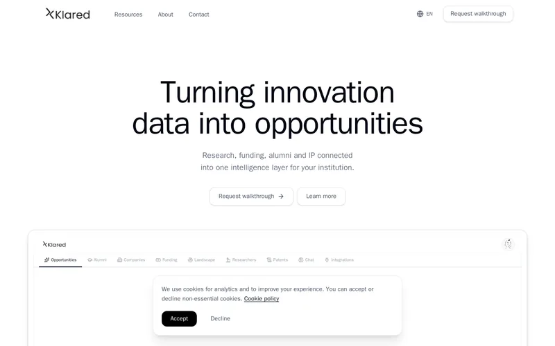 Website snapshot for Klared