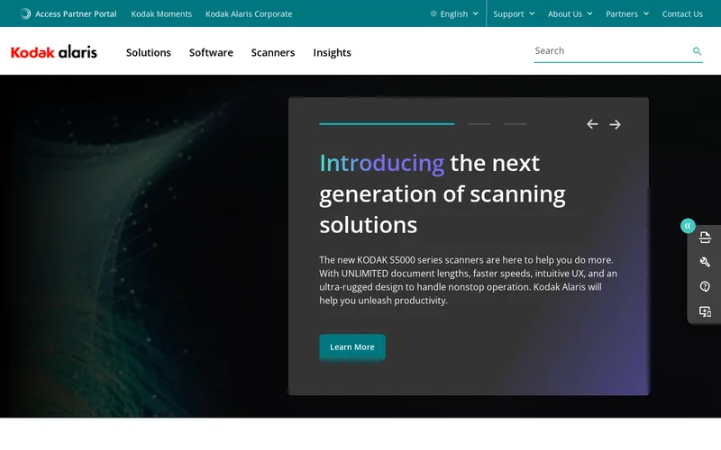 Website snapshot for Kodak Alaris