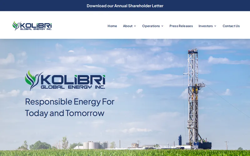 Website snapshot for Kolibri Energy