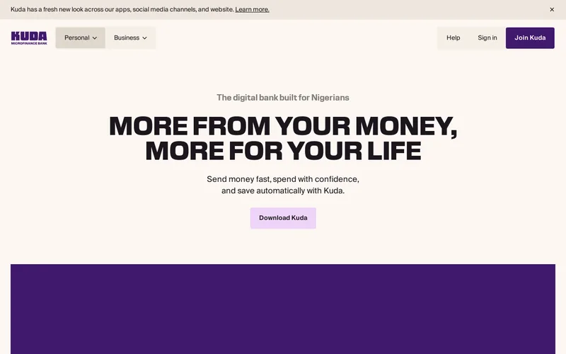 Website snapshot for Kuda