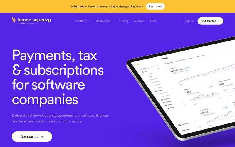 Website snapshot for Lemon Squeezy