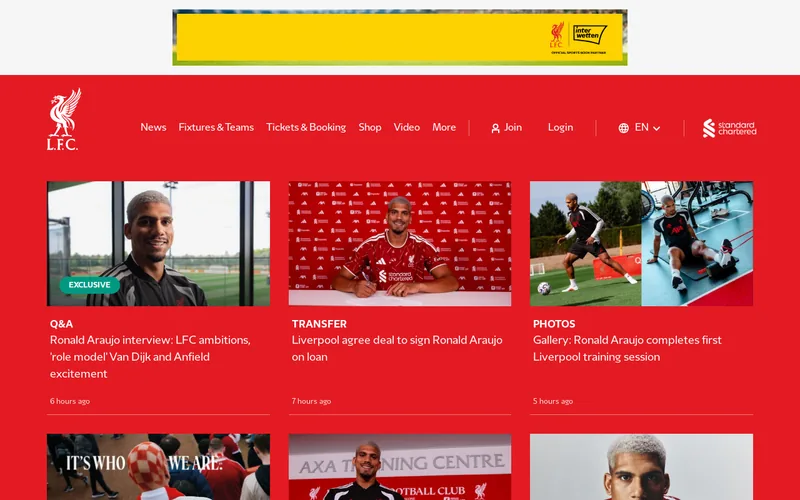 Website snapshot for Liverpool Football Club