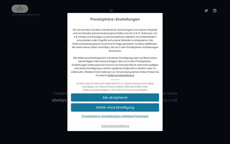 Website snapshot for Lukas Gehrer Digital GmbH