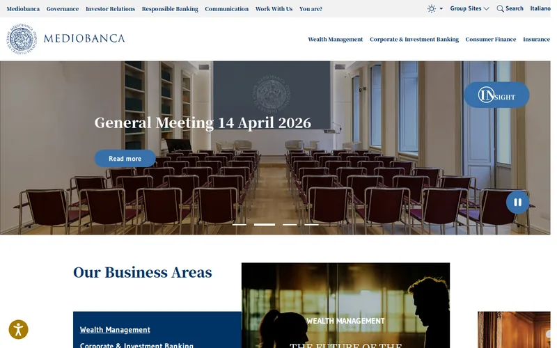 Website snapshot for Mediobanca