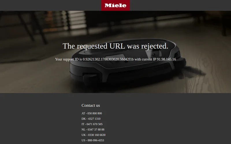 Website snapshot for Miele