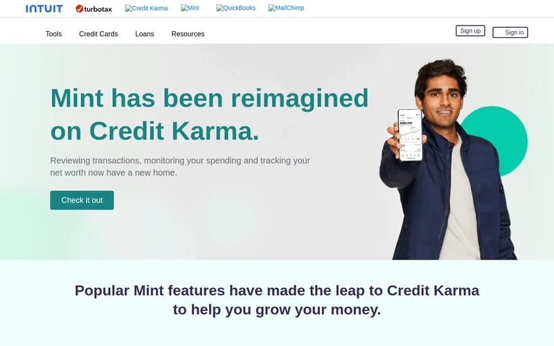 Website snapshot for Mint
