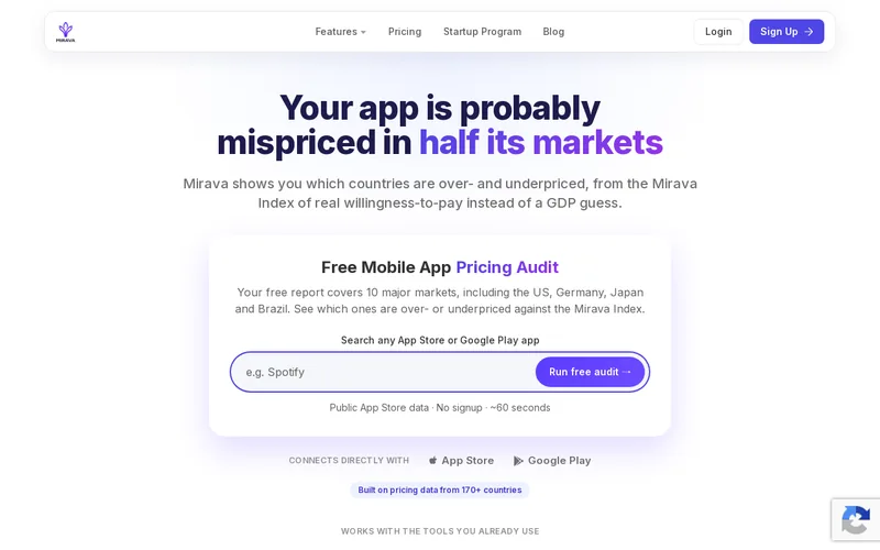 Website snapshot for MIRAVA