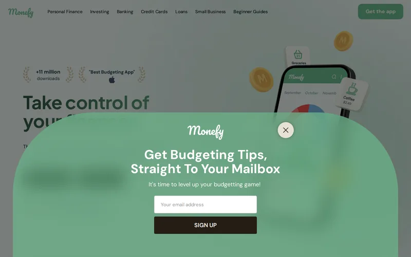 Website snapshot for Monefy