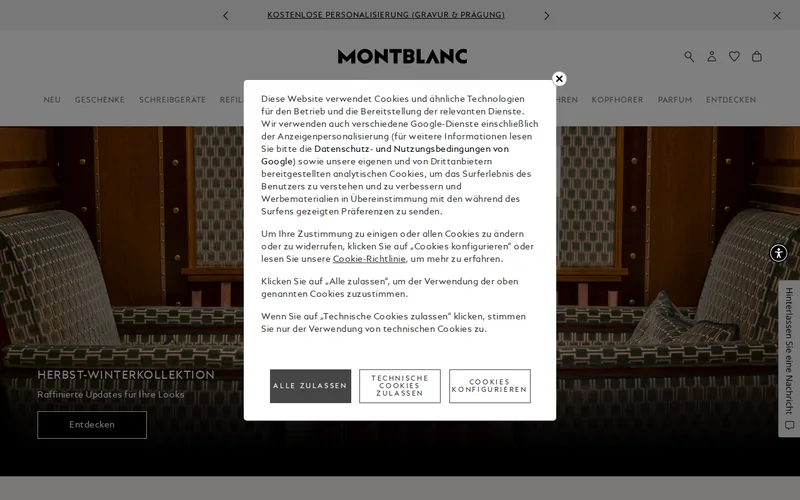 Website snapshot for Montblanc
