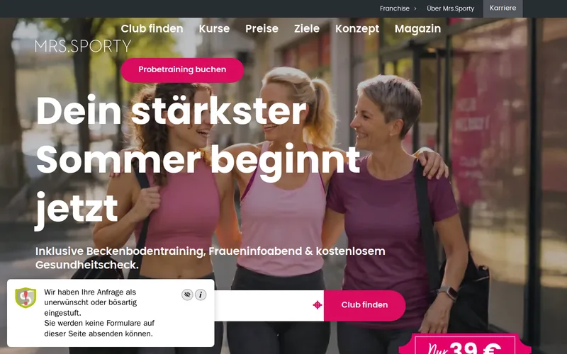 Website snapshot for Mrs. Sporty