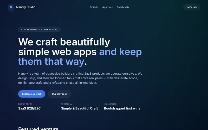 Website snapshot for Nanoly