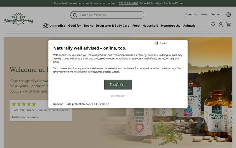 Website snapshot for Narayana Verlag