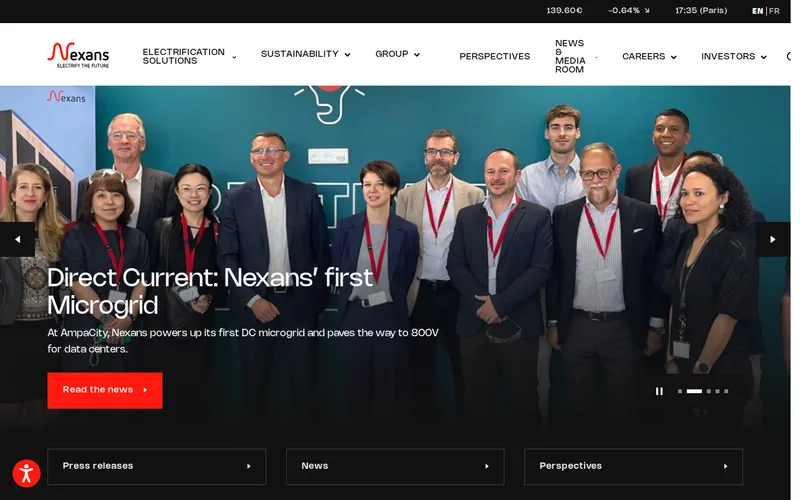 Website snapshot for Nexans