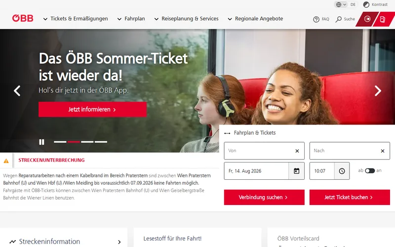 Website snapshot for ÖBB