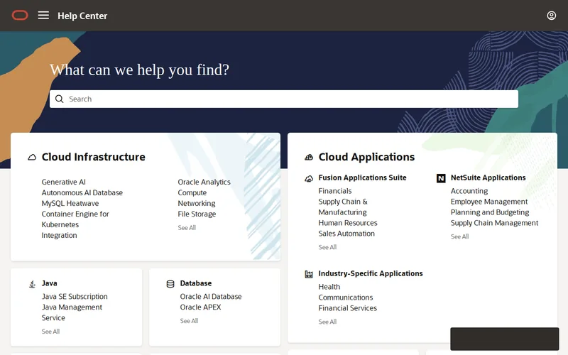 Website snapshot for Oracle