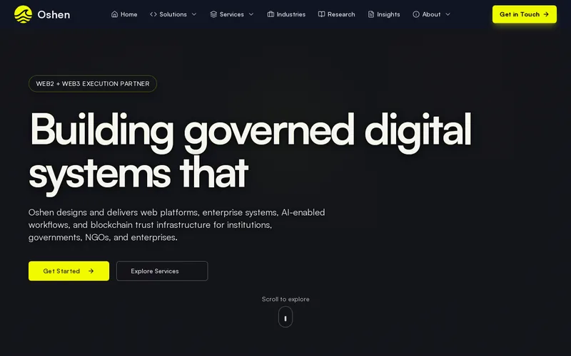 Website snapshot for Oshen