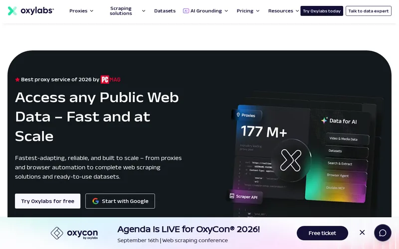 Website snapshot for Oxylabs