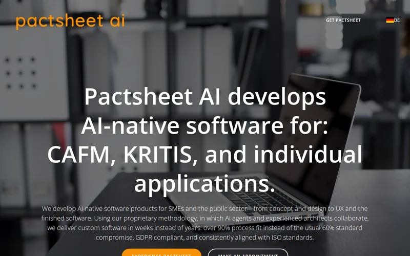 Website snapshot for Pactsheet AI