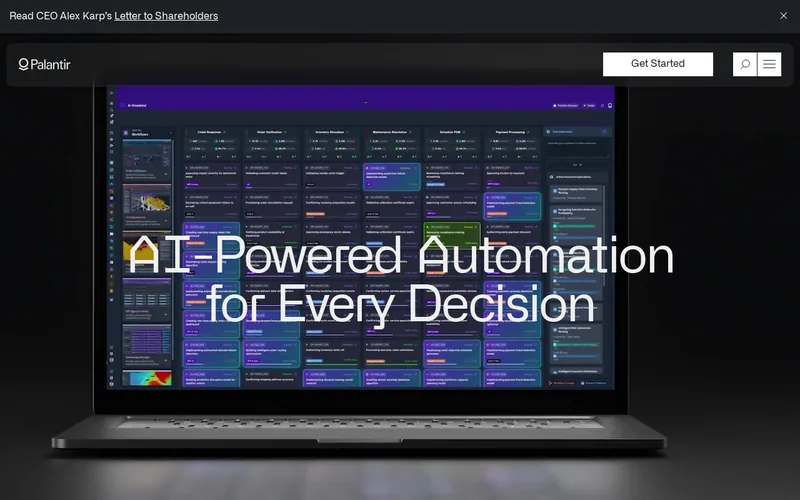 Website snapshot for Palantir Technologies