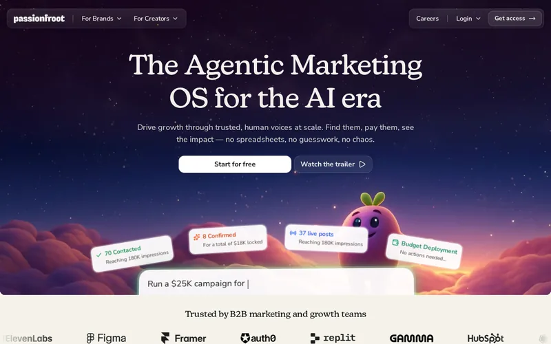 Website snapshot for Passionfroot