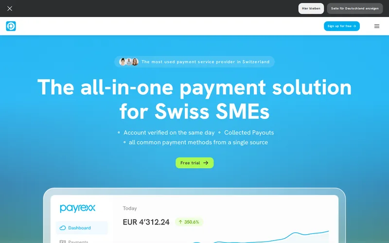 Website snapshot for Payrexx