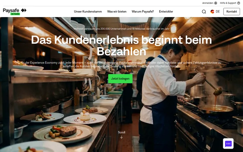 Website snapshot for Paysafe