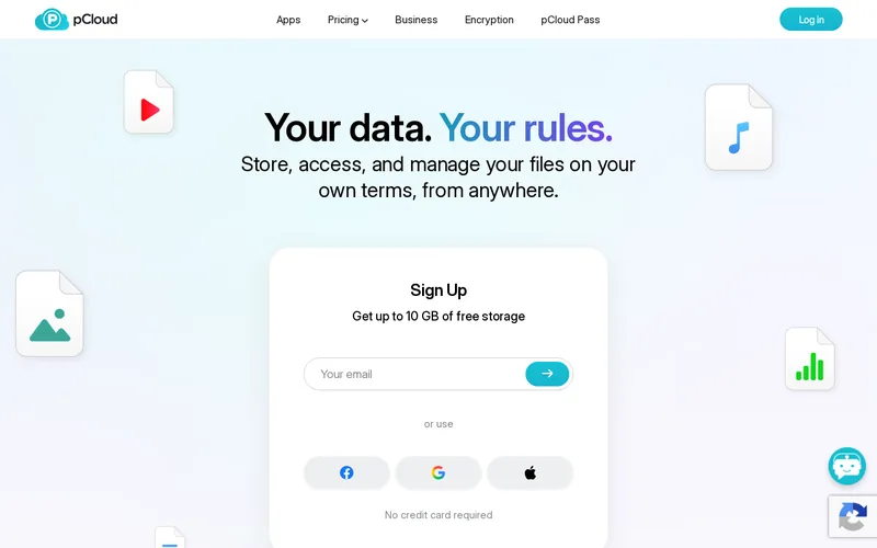 Website snapshot for pCloud