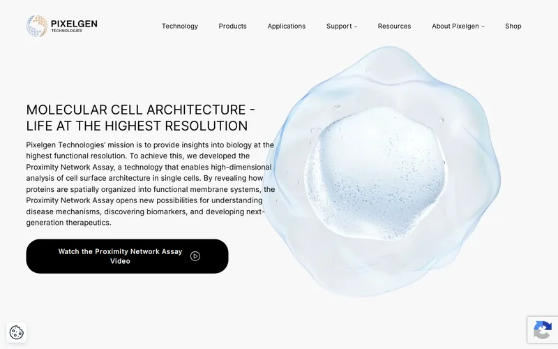 Website snapshot for Pixelgen Technologies