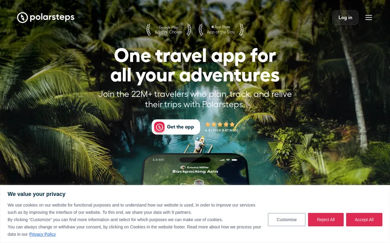 Website snapshot for Polarsteps