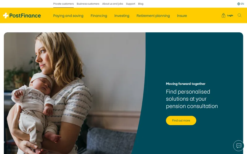 Website snapshot for PostFinance