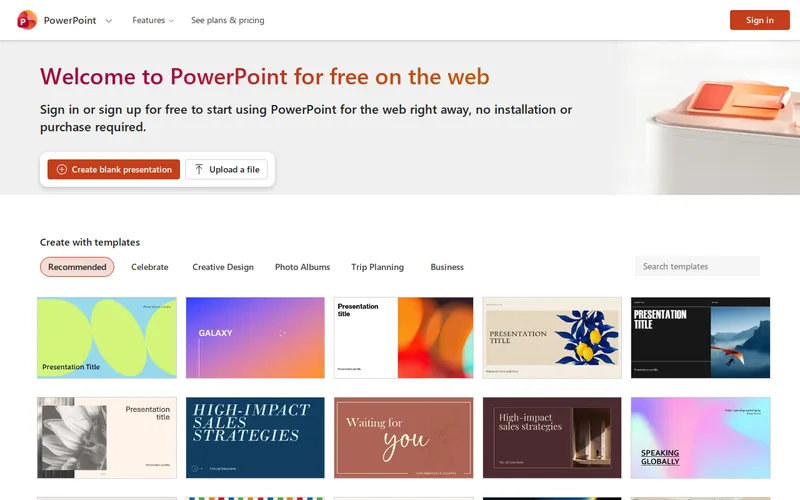 Website snapshot for PowerPoint