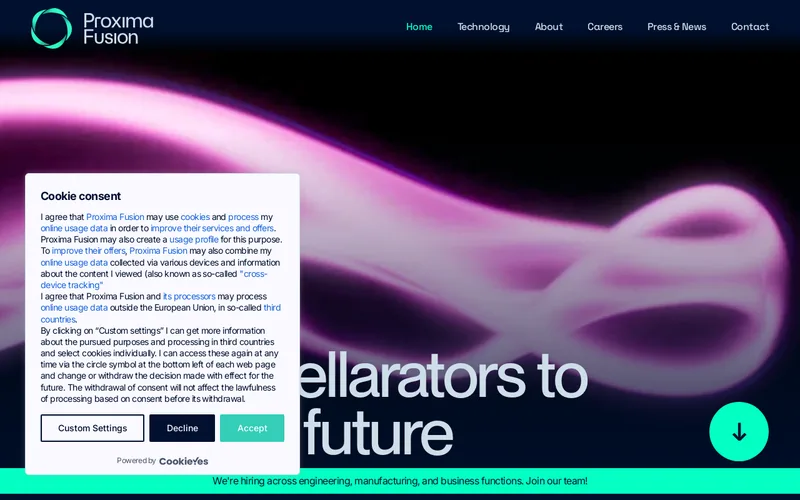 Website snapshot for Proxima Fusion