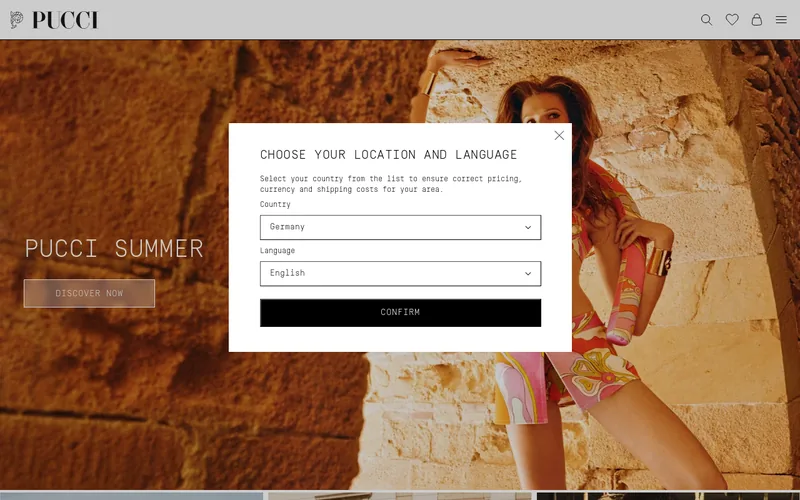 Website snapshot for Pucci