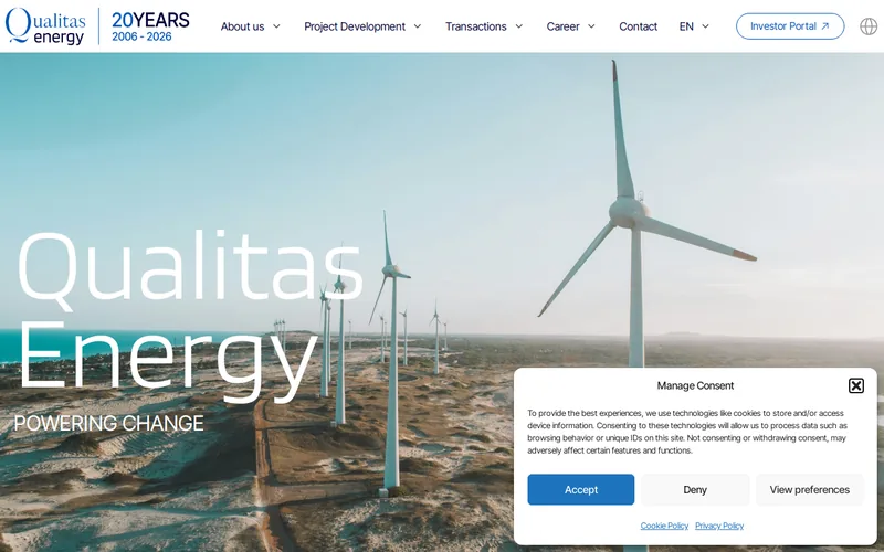 Website snapshot for Qualitas Energy