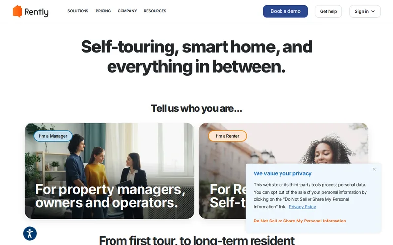 Website snapshot for Rently