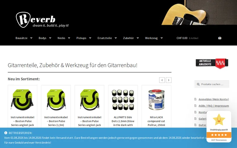 Website snapshot for Reverb