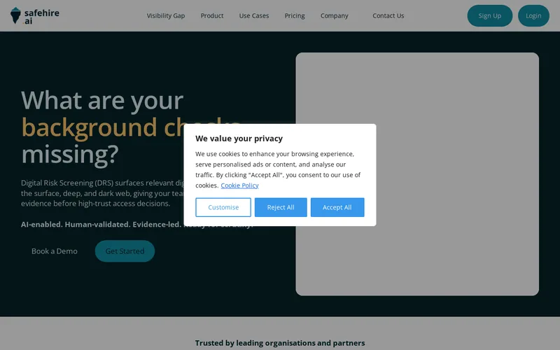 Website snapshot for Safehire.ai