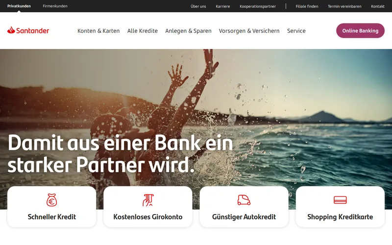 Website snapshot for Santander Consumer Finance