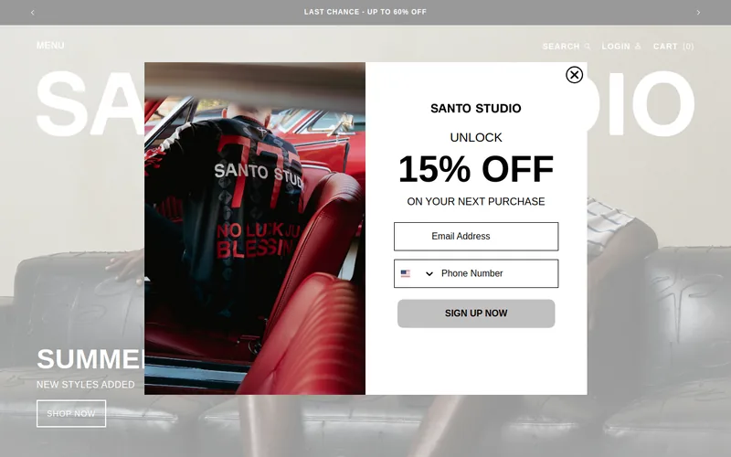 Website snapshot for Santo Studio