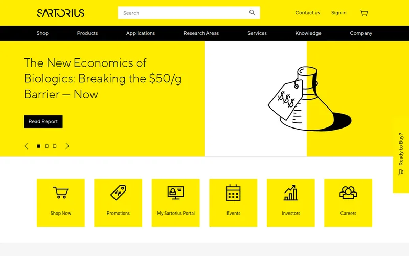 Website snapshot for Sartorius AG
